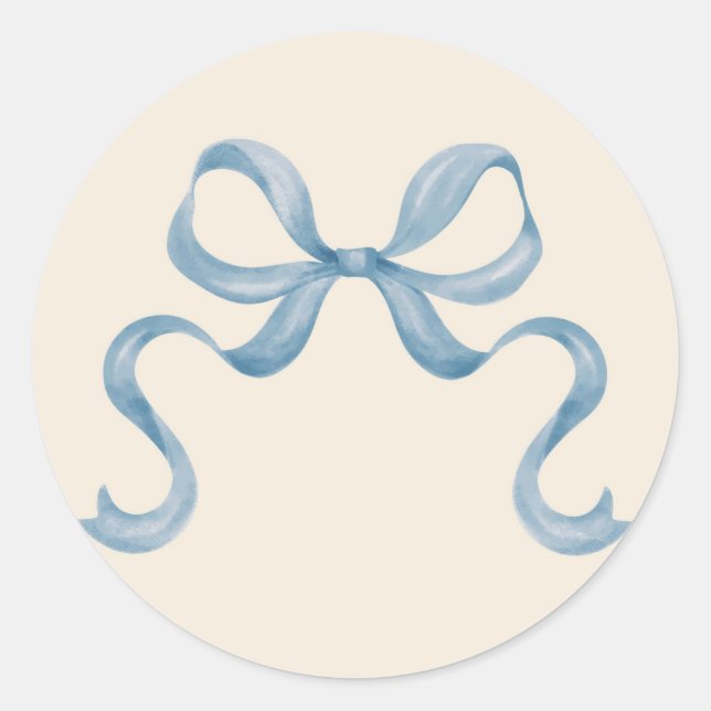 Watercolor Christmas Bow Sticker - Blue (Front)