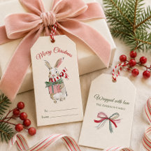 Watercolor Christmas Bunny Gift Tags