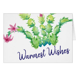 Watercolor Christmas Cactus Happy Holidays Blank Cards