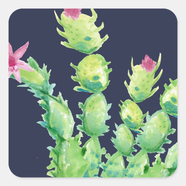 Watercolor Christmas Cactus Sticker Sheet (Front)