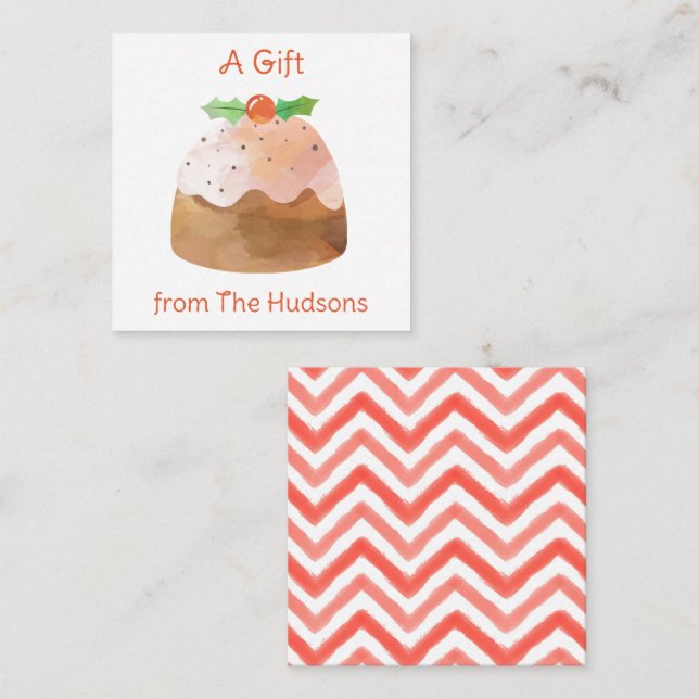 Watercolor Christmas Cake Gift Enclosure Cards (Front/Back)