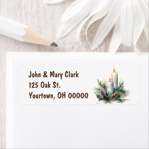 Watercolor Christmas Candles Label