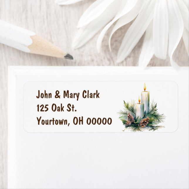 Watercolor Christmas Candles Label (Insitu)