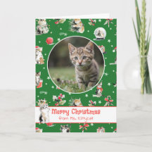 Watercolor Christmas Cats Personalized Photo 