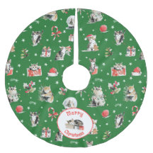 Watercolor Christmas Cats Whimisical