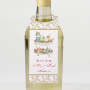 Watercolor Christmas Champagne Bar Cart Bottle Hanger Tag