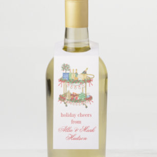Watercolor Christmas Champagne Bar Cart Bottle Hanger Tag