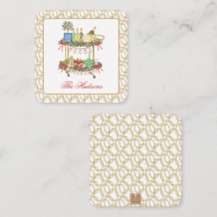 Watercolor Christmas Champagne Bar Cart Enclosure Note Card
