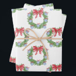 Watercolor Christmas Chinoiserie Ornament Wreath Wrapping Paper Sheets<br><div class="desc">PreppyPrint.com - Celebrate Christmas in style! Add your personalized touch. Transfer this design onto the products of your choice too! Please visit my designer store,  PreppyPrint.com,  for coordinating items.</div>