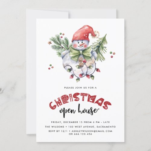 Watercolor Christmas  Christmas Open House  Invitation