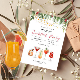 Watercolor Christmas Cocktail Christmas Drinks Invitation