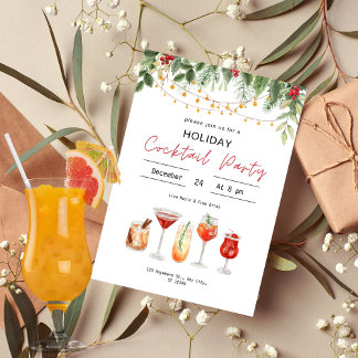 Watercolor Christmas Cocktail Christmas Drinks Invitation