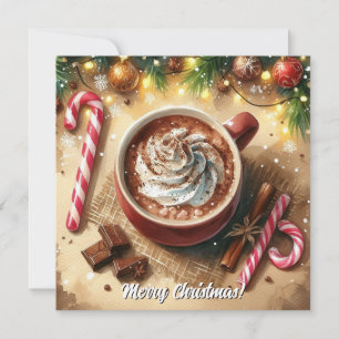 Watercolor Christmas cocoa Merry Christmas Holiday Card