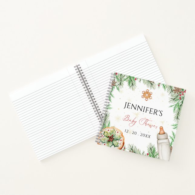 Watercolor Christmas Cookie Baby Shower Guestbook Notebook (Inside)