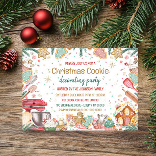 Watercolor Christmas Cookie Decorating Party Invitation
