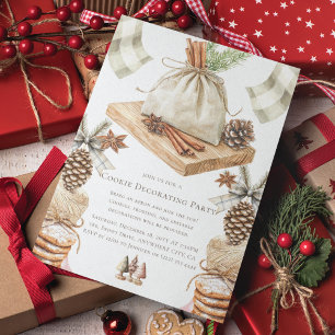 Watercolor Christmas Cookie Decorating Party Invitation