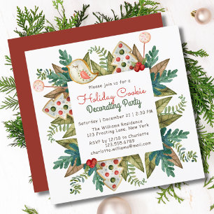 Watercolor Christmas Cookie Decorating Party Invitation