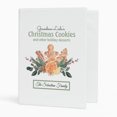 Watercolor Christmas Cookie Desserts Mini Binder
