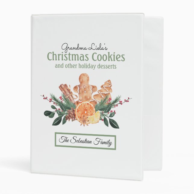 Watercolor Christmas Cookie Desserts Mini Binder (Front/Inside)