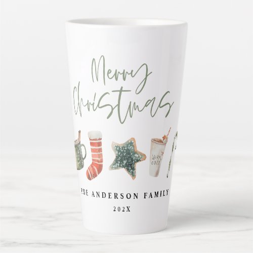 Watercolor Christmas cookie drinks candy cane Mug