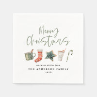 Watercolor Christmas cookie drinks candy cane Pape