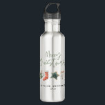 Watercolor Christmas cookie drinks candy cane Stainless Steel Water Bottle<br><div class="desc">A fun festive bottle design featuring watercolor winter favourites - hot chocolate,  candy cane,  stocking. Merry Christmas in contemporary script font,  perfect to celebrate the holiday season. can be edited,  part of a collection.</div>