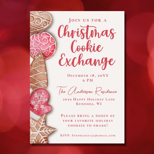 Watercolor Christmas Cookie Exchange  Invitation