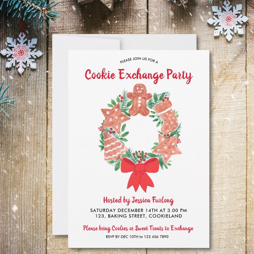 Watercolor Christmas Cookie Exchange Party Invitation