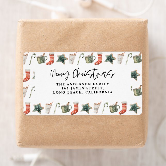 Watercolor Christmas cookie traditional elegant Label (Insitu)