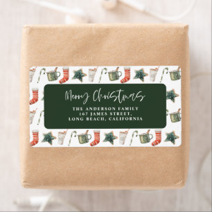Watercolor Christmas cookie traditional elegant Label