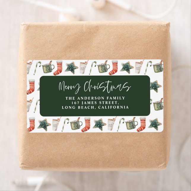 Watercolor Christmas cookie traditional elegant Label (Insitu)