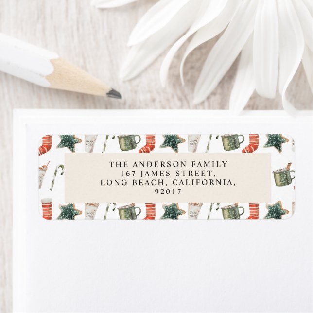 Watercolor Christmas cookie traditional elegant Label (Insitu)