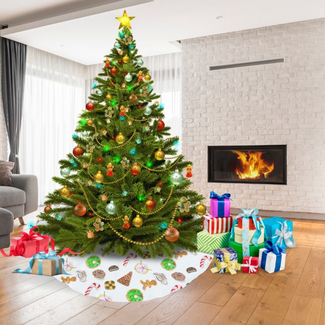 Watercolor Christmas Cookies   Brushed Polyester Tree Skirt (Creator Uploaded)