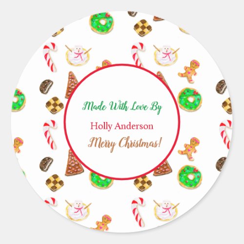 Watercolor Christmas Cookies  Classic Round Sticker