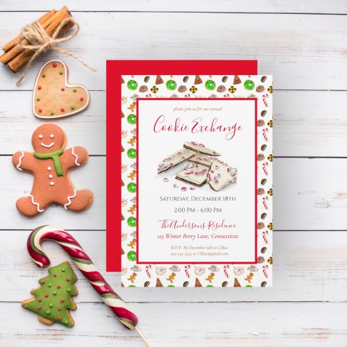 Watercolor Christmas Cookies Exchange Invitation