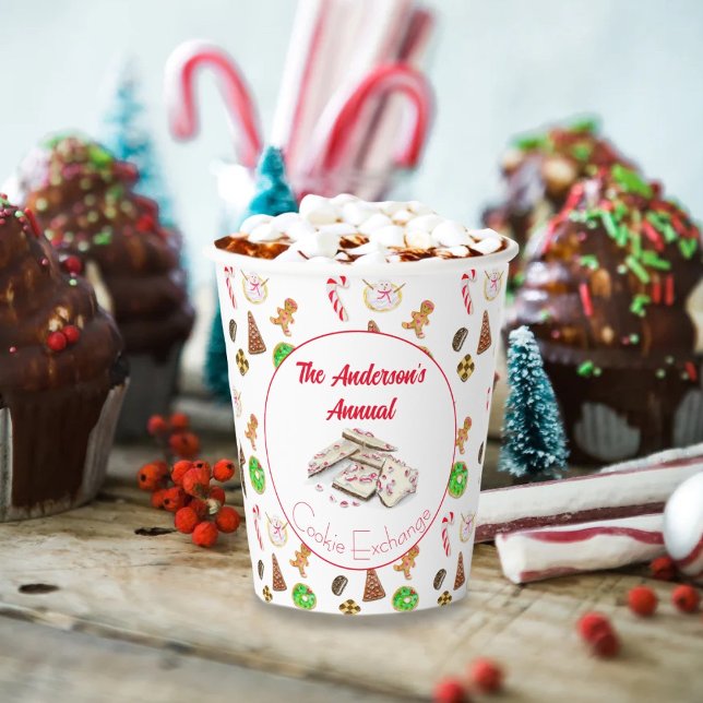 Watercolor Christmas Cookies Exchange Paper Cups (Creator Uploaded)