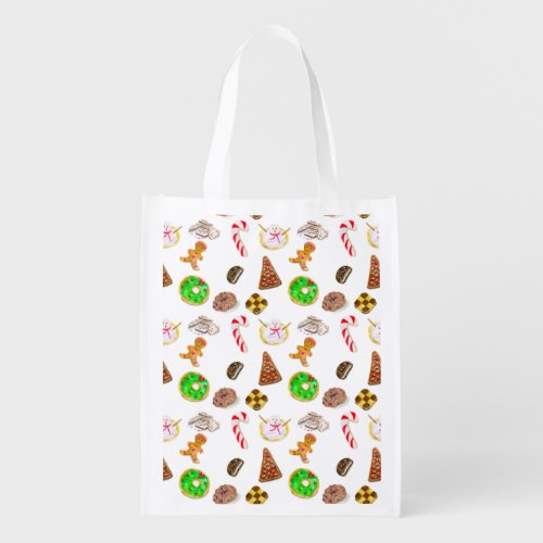 Watercolor Christmas Cookies  Grocery Bag