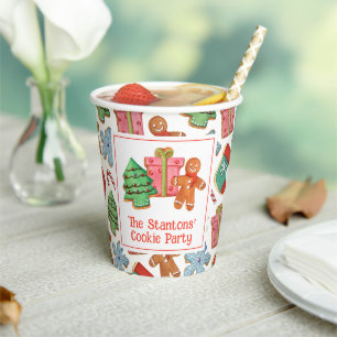 Watercolor Christmas Cookies Paper Cups