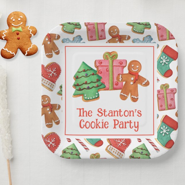 Watercolor Christmas Cookies Paper Plates (Creator Uploaded)