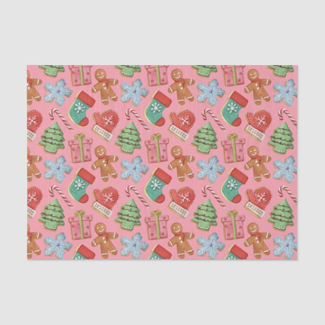 Watercolor Christmas Cookies Tissue Paper (Front)