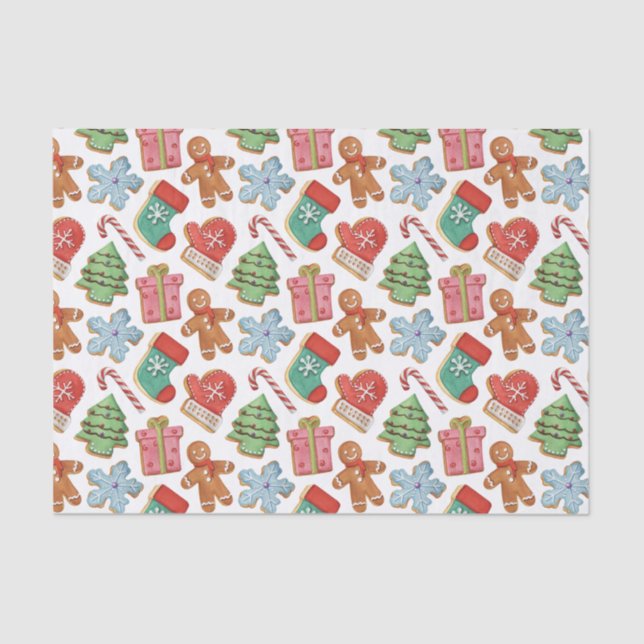 Watercolor Christmas Cookies Tissue Paper (Front)