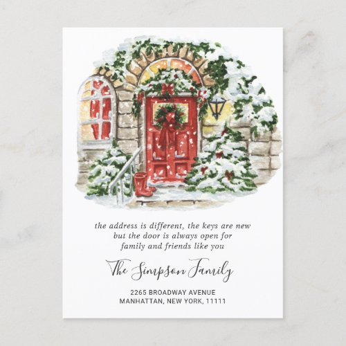 Watercolor Christmas Country Moving Announcement P Postcard