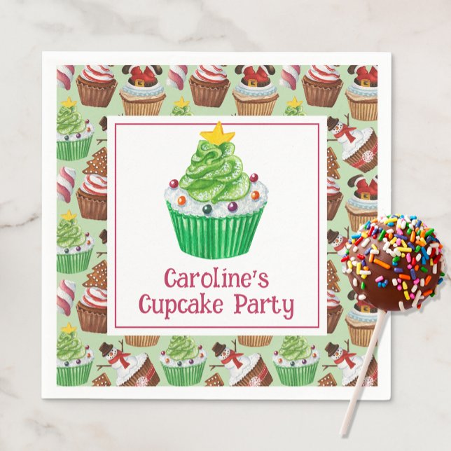 Watercolor Christmas Cupcakes Napkins (Creator Uploaded)
