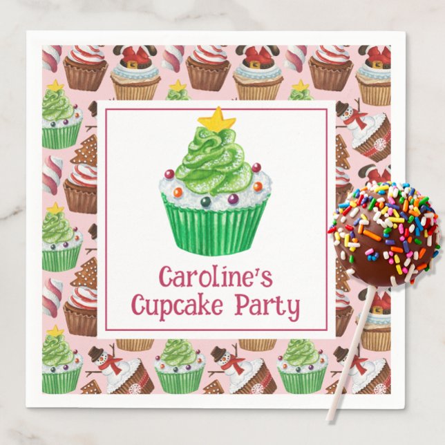 Watercolor Christmas Cupcakes Napkins (Creator Uploaded)