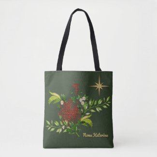 Watercolor Christmas Daisies Personalized Tote Bag