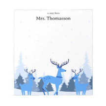 Watercolor Christmas Deer Teacher Notepad