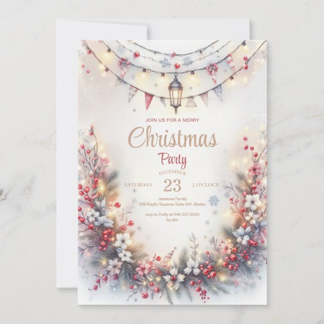 Watercolor Christmas Dinner Invitation (Front)