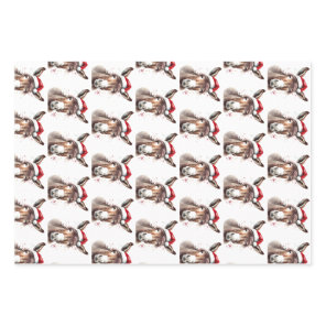 Watercolor Christmas Donkey Farmhouse Pattern Wrapping Paper Sheets