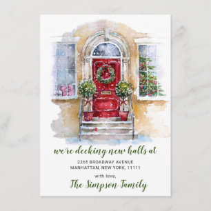 Watercolor Christmas Door Moving Announcement