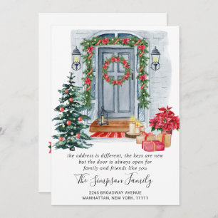 Watercolor Christmas Door Moving Announcement